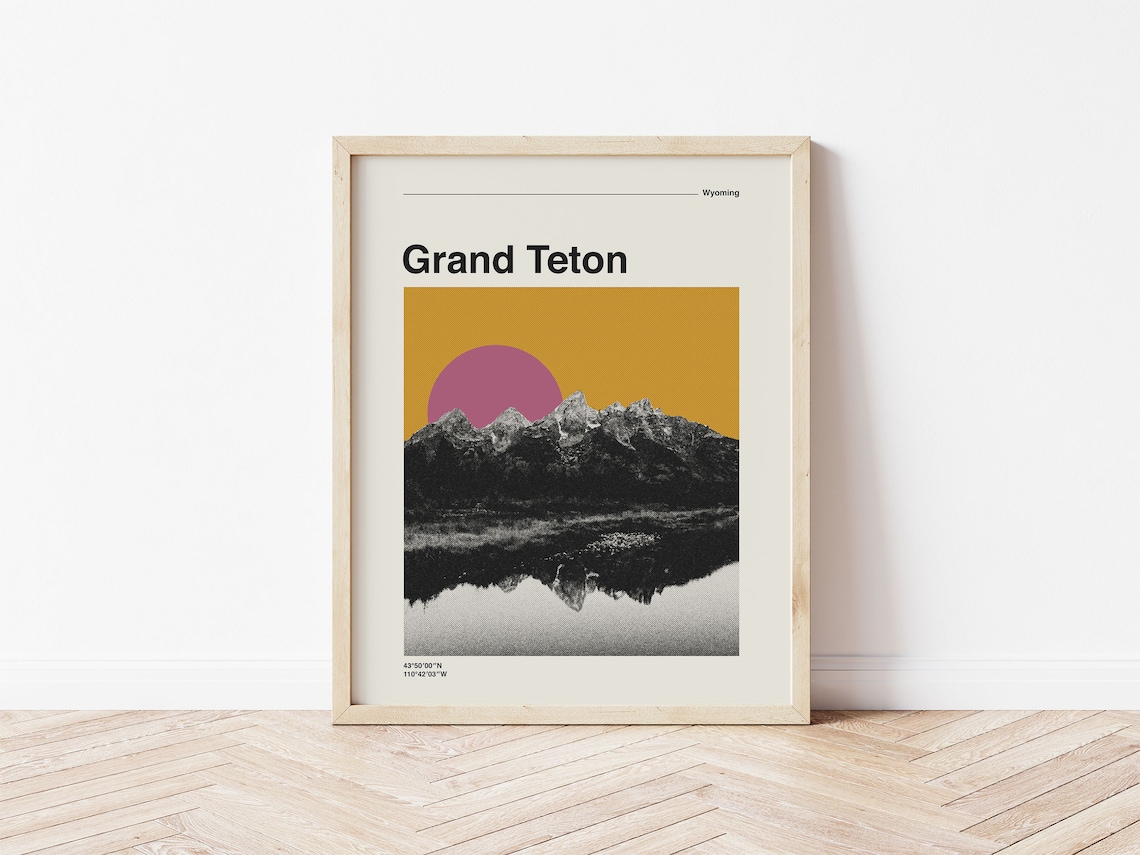 Grand Teton National Park Mid Century Poster Print - Image 2