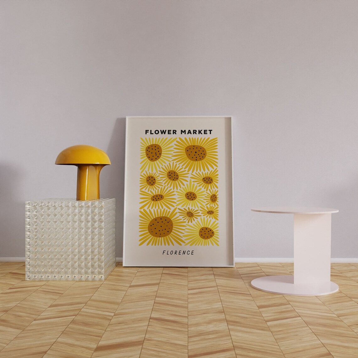 Flower Market Florence Sunflowers Cream Retro Botanical Poster - Image 2