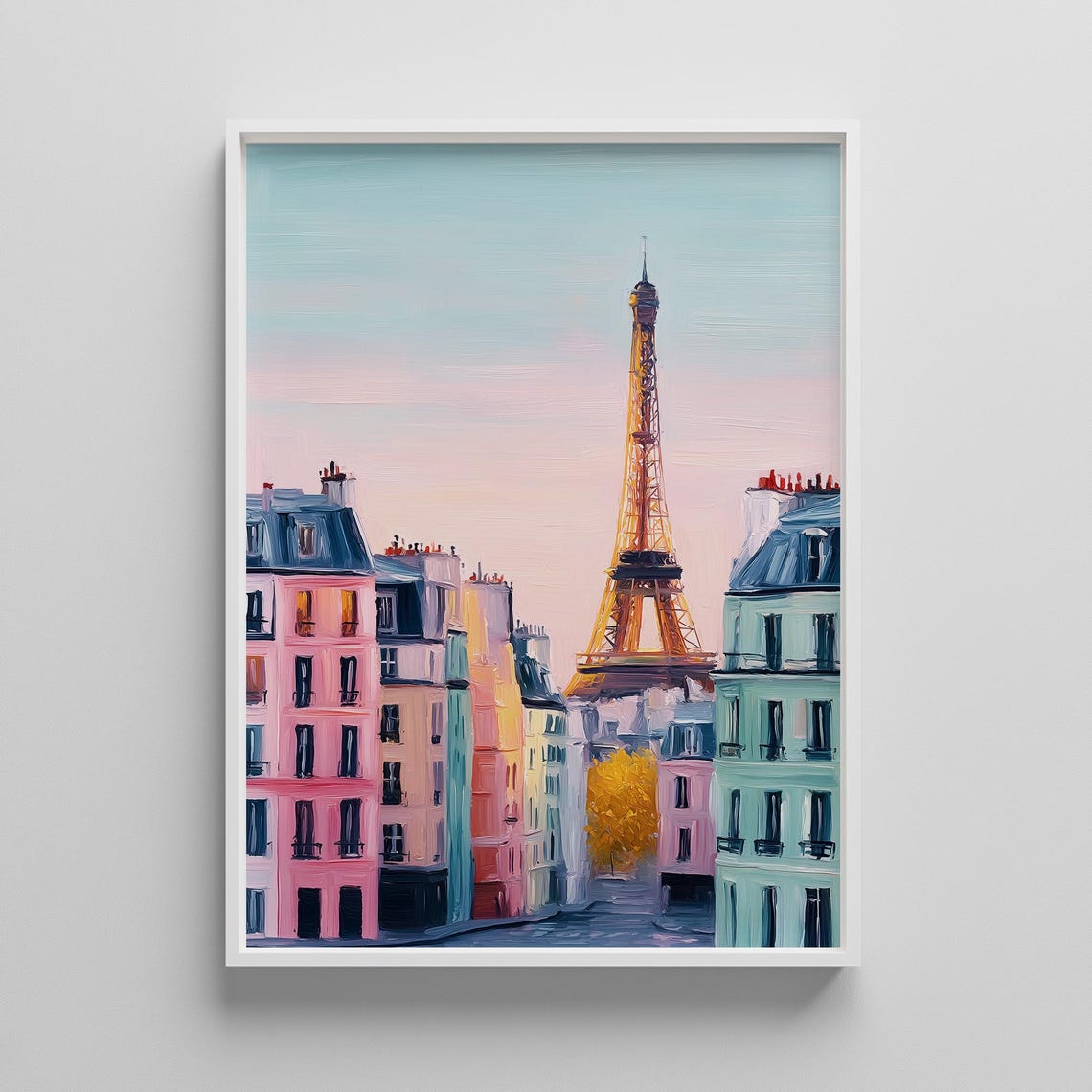 Paris Eiffel Tower Pastel Pink Rooftops Romantic Cityscape Poster