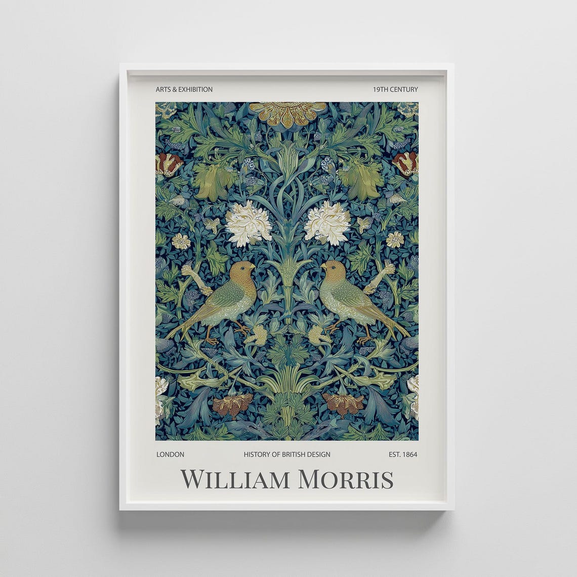 William Morris Bird Print Vintage Art Nouveau Botanical Decor