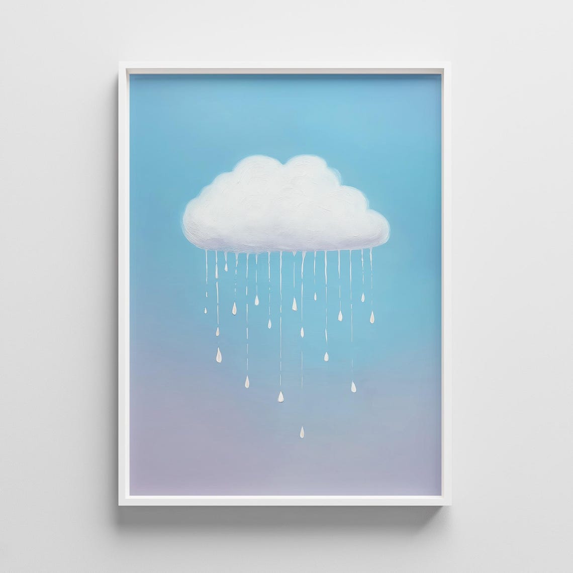 Cute Pastel Rain Cloud Nursery Minimalist Blue Wall Decor Poster