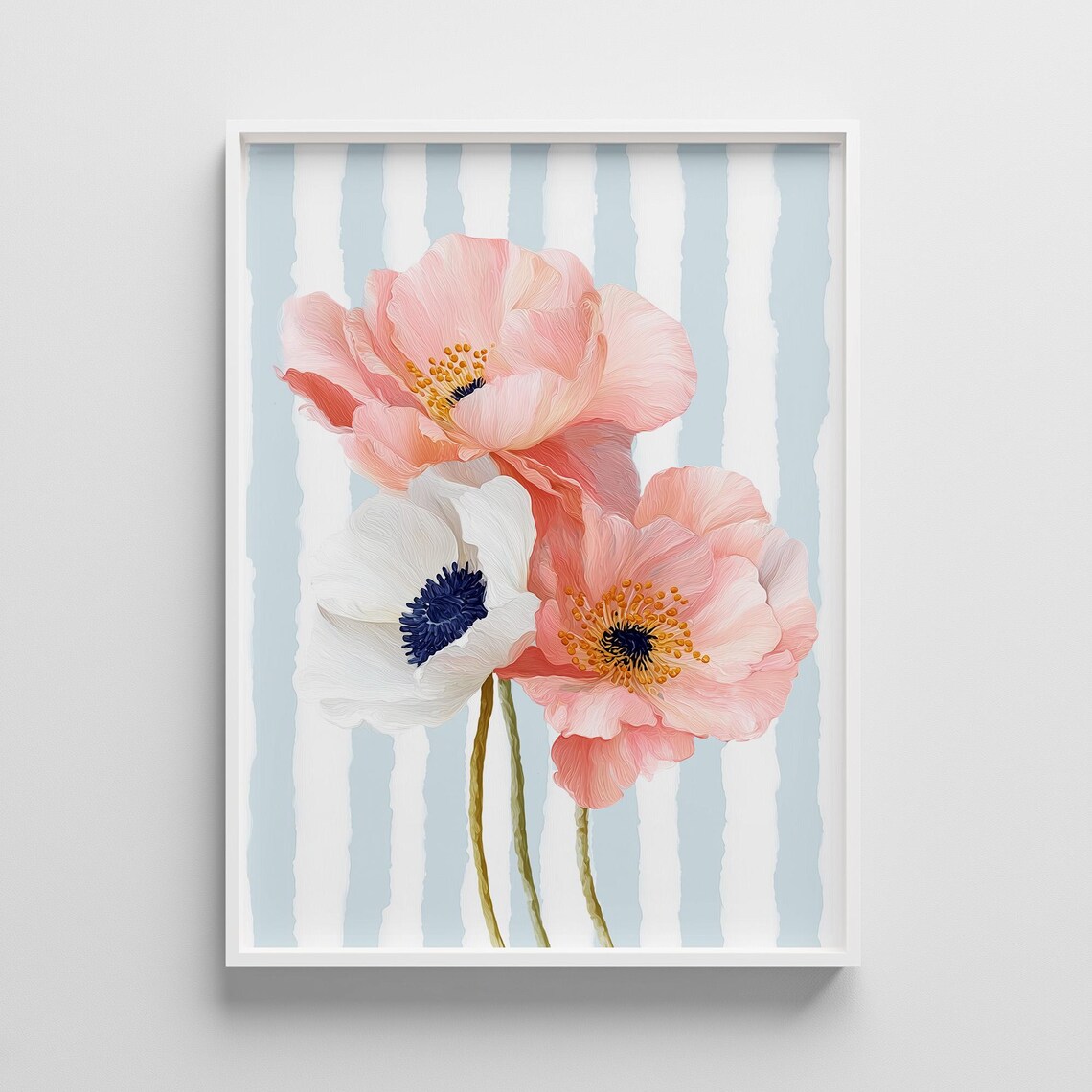 Pink Peonies Abstract Print Vintage Botanical Illustration