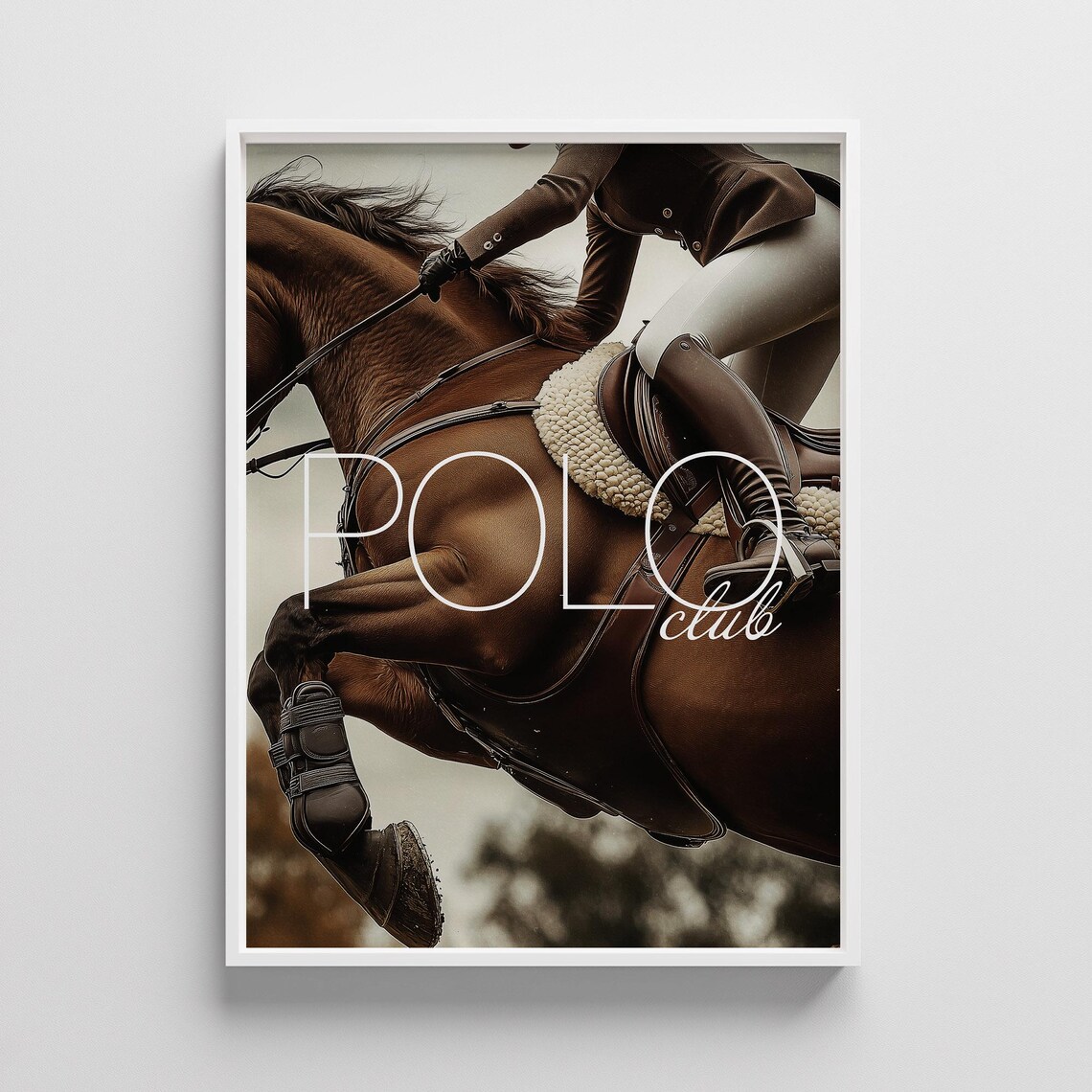 POLO Club Show Jumping Rider Horse Action Sepia Photo Poster