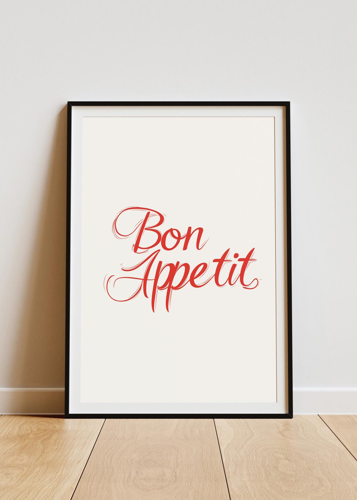 Bon Appetit Red Script French Kitchen Quote Decor Art Poster