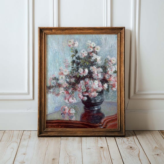 Claude Monet Chrysanthemums Painting Vintage Flower Art Print
