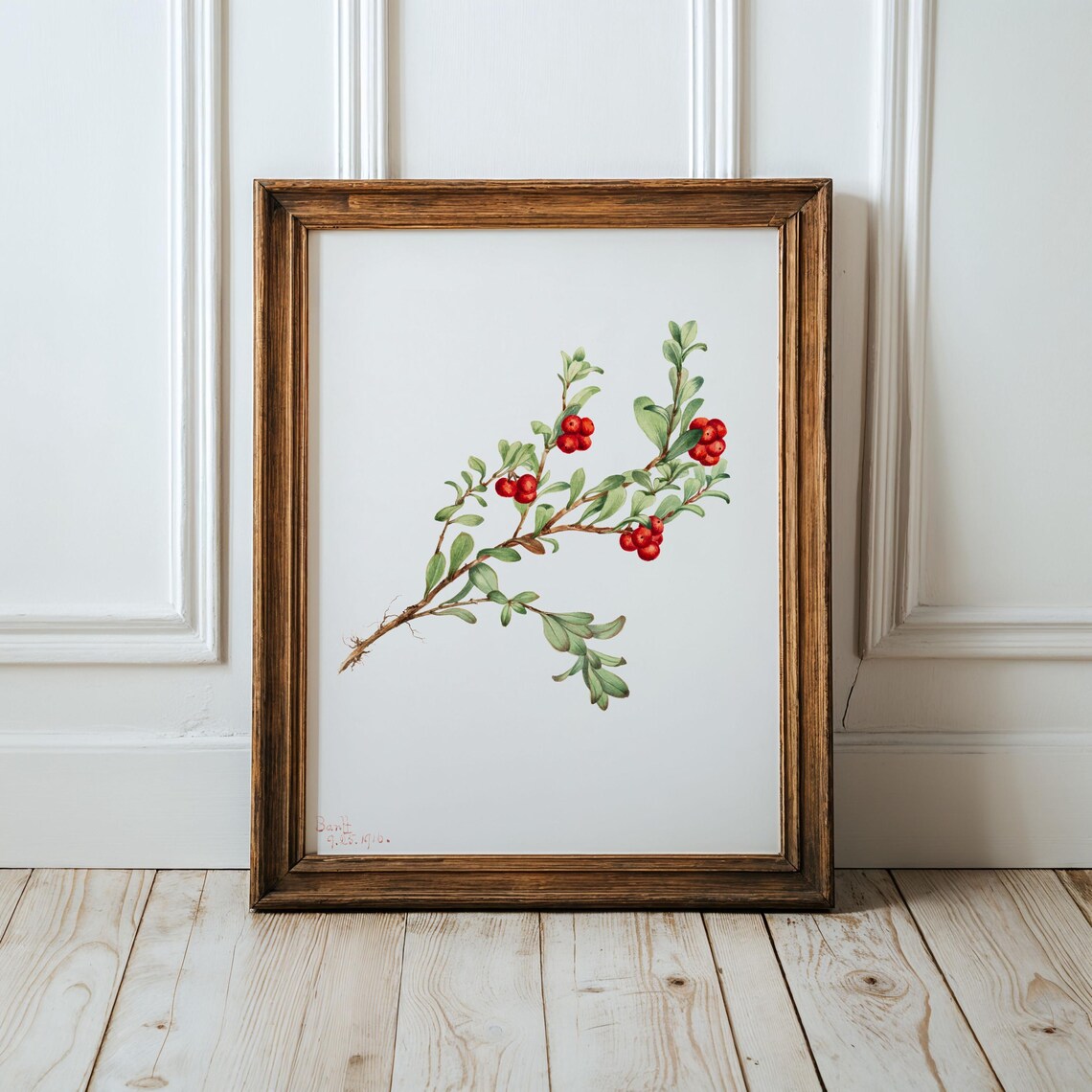 Bearberry Flower Art Print Vintage Botanical Wall Decor
