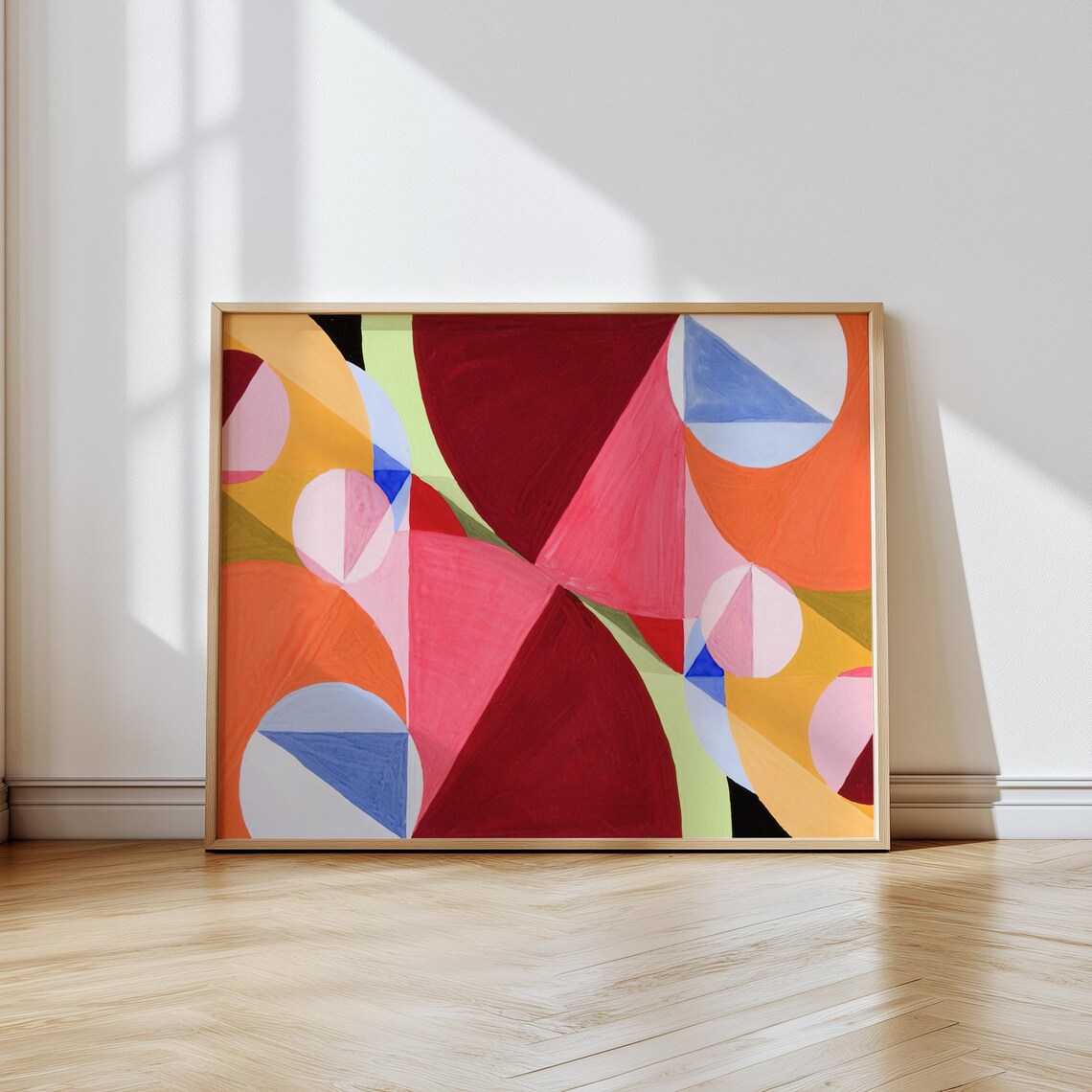 Bold Abstract Geometric Shapes in Warm Colors Modern Wall Art