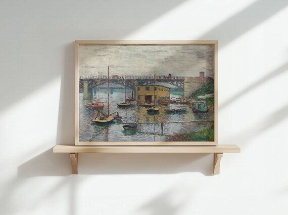 Claude Monet Bridge at Argenteuil Sailboats Seine River Impressionist Poster