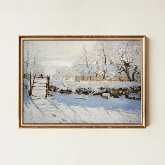 Claude Monet The Magpie Winter Snow Landscape Bird Vintage Poster