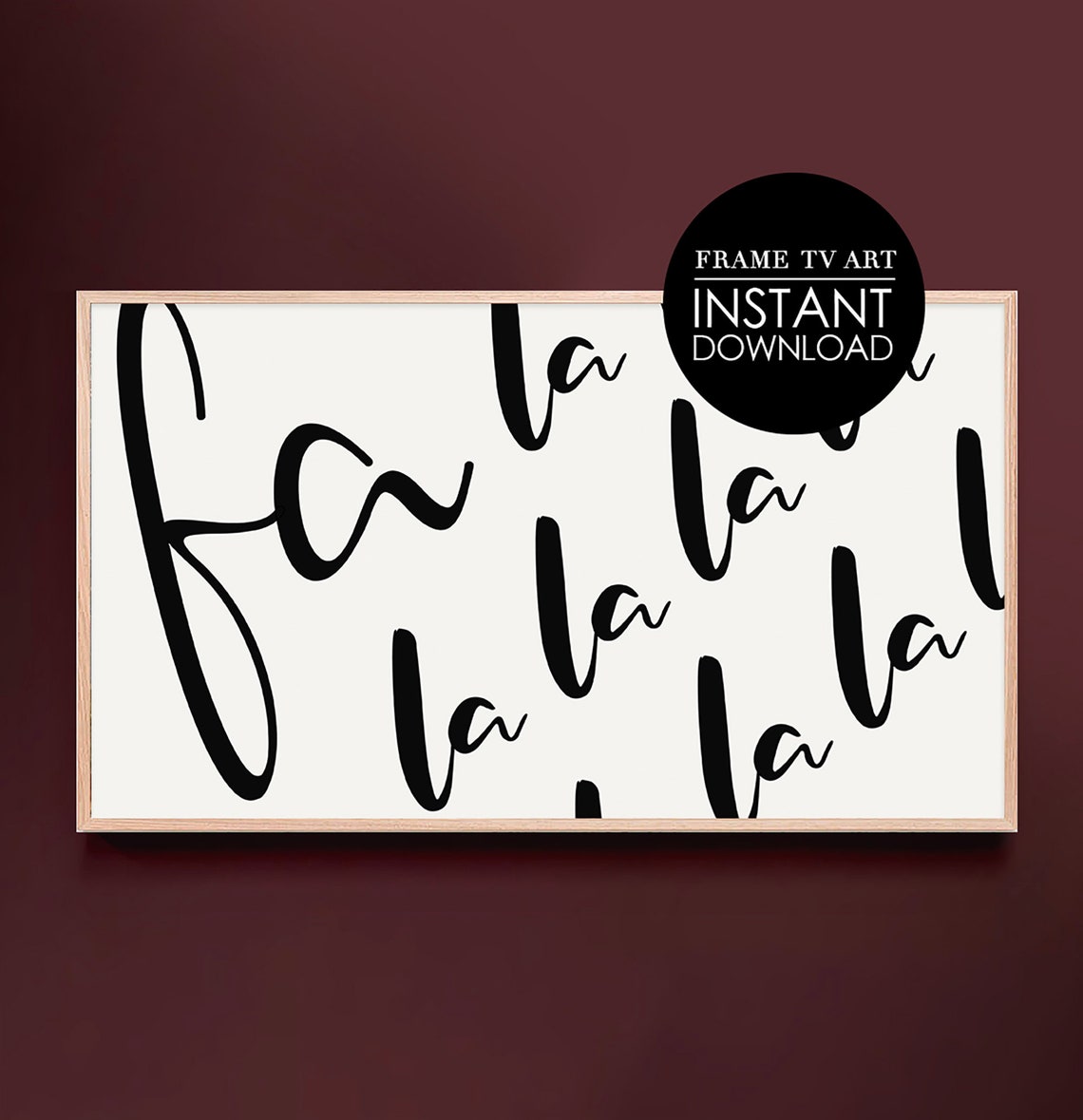 Fa La La Christmas Carol Script Typography Holiday Decor Poster