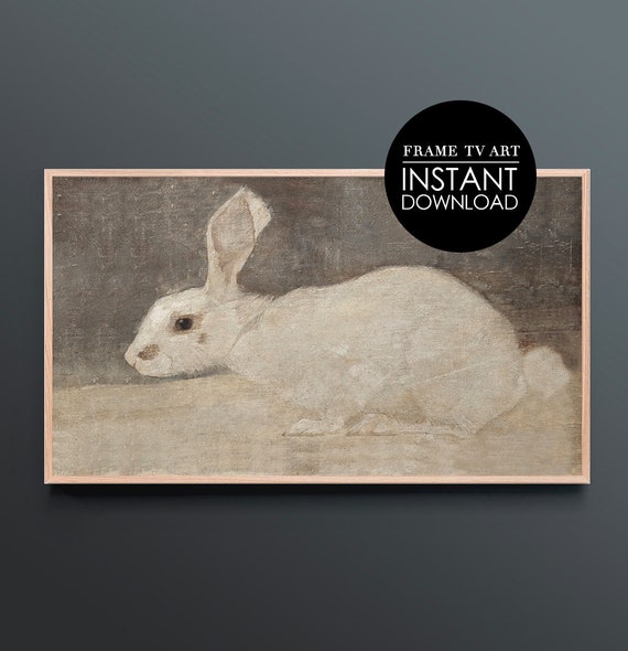 Samsung Frame Tv Art Vintage Rabbit Painting Bunny Easter