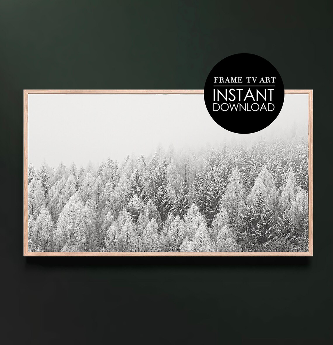 Winter Wonderland Snowy Pine Forest Foggy Trees Landscape Poster