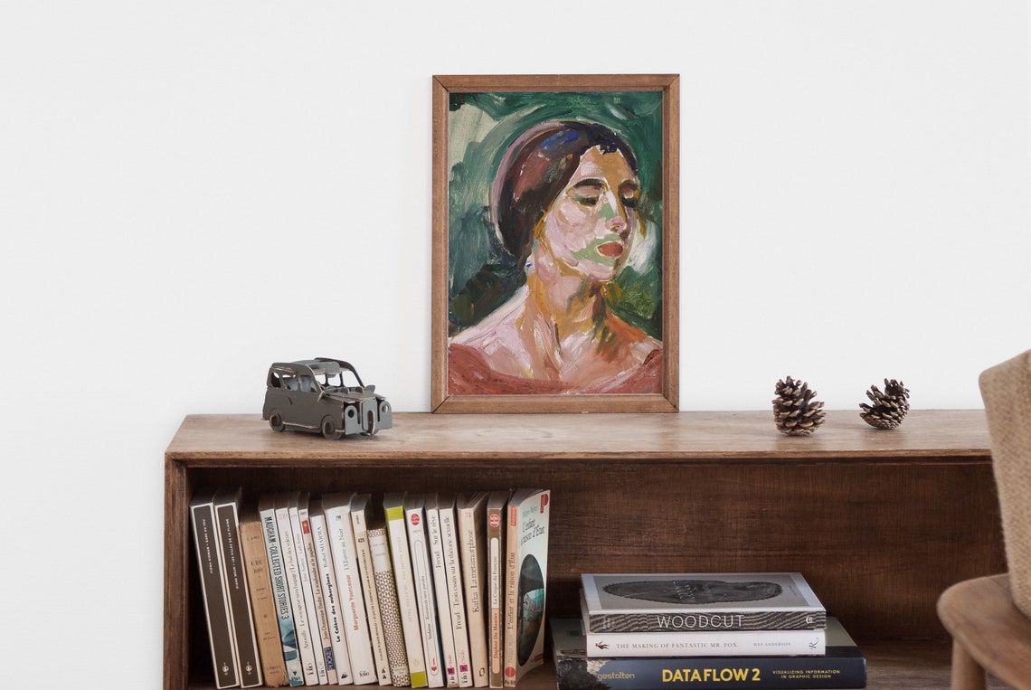 Eclectic Woman Portrait, Vintage Abstract Wall Art - Image 2