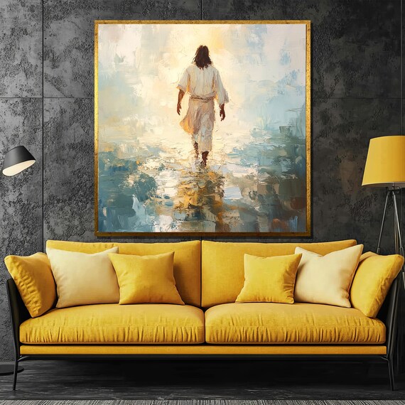 Jesus Walking on Water Impressionist Style Faith Wall Poster