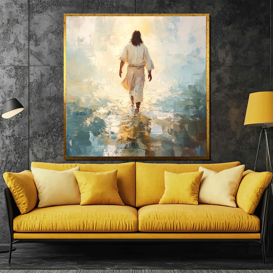 Jesus Walking on Water Impressionist Style Faith Wall Poster