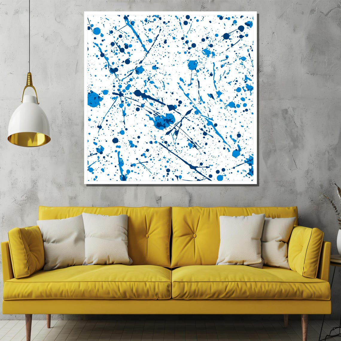 Blue And White Splatter Paint On Minimalist Abstract Airy Art Poster - Image 2