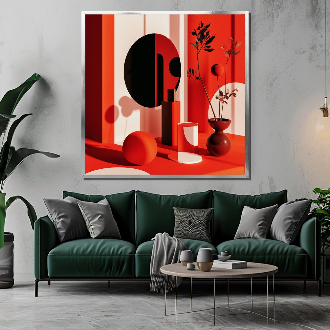 Minimalist Geometric Painting Modern Abstract Red And Black Art Contemporary Wall Decor Bold Home Interior Unique Gift - Image 3