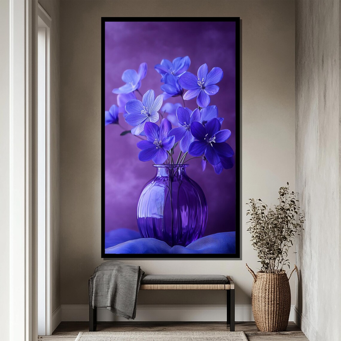 Elegant Violet Purple Flowers In Glass Vase Dreamy Floral Poster - Image 4