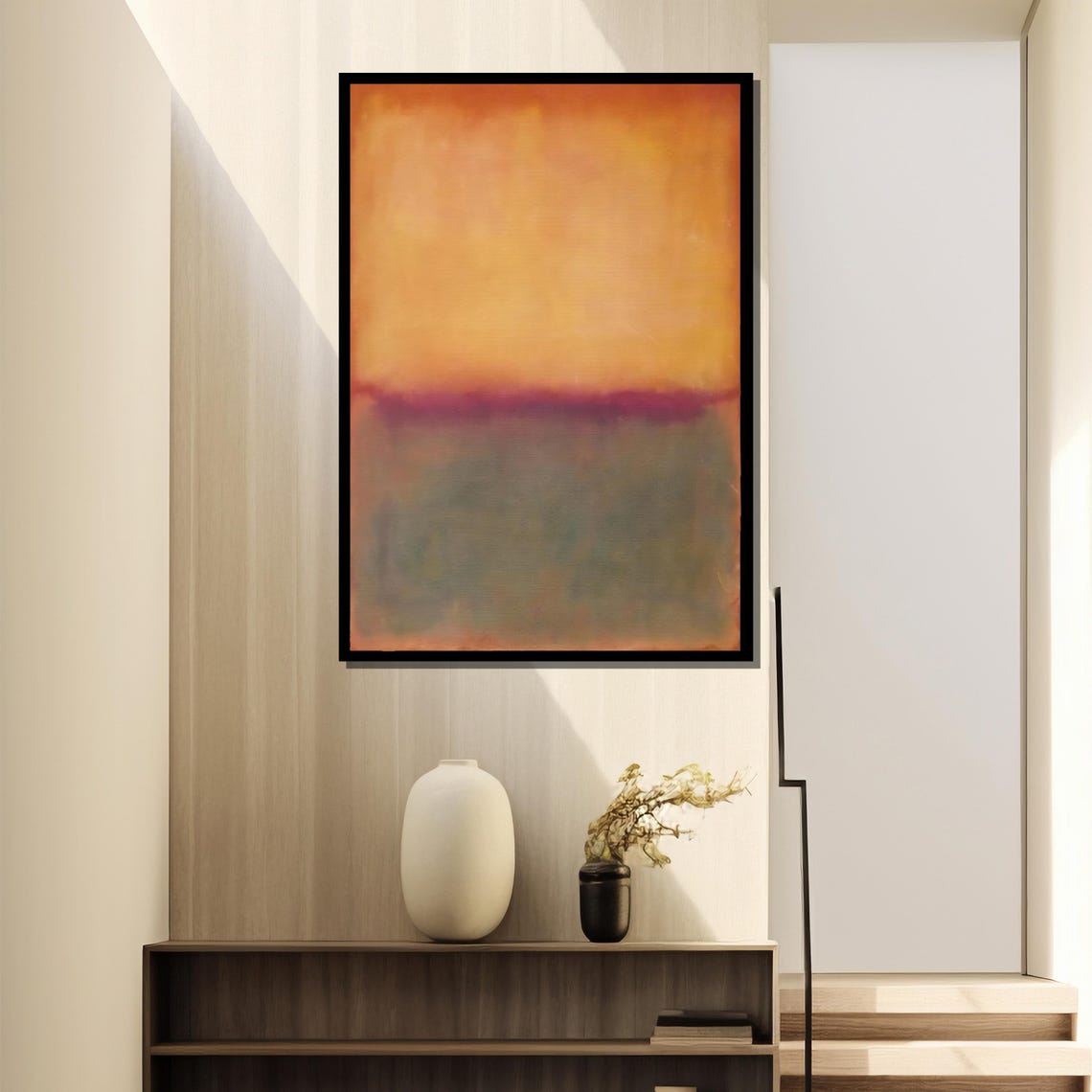 Mark Rothkos Warm Sunset Inspired Painting A Contemporary Art Masterpiece Gift With Soft Orange And Purple Hues - Image 4