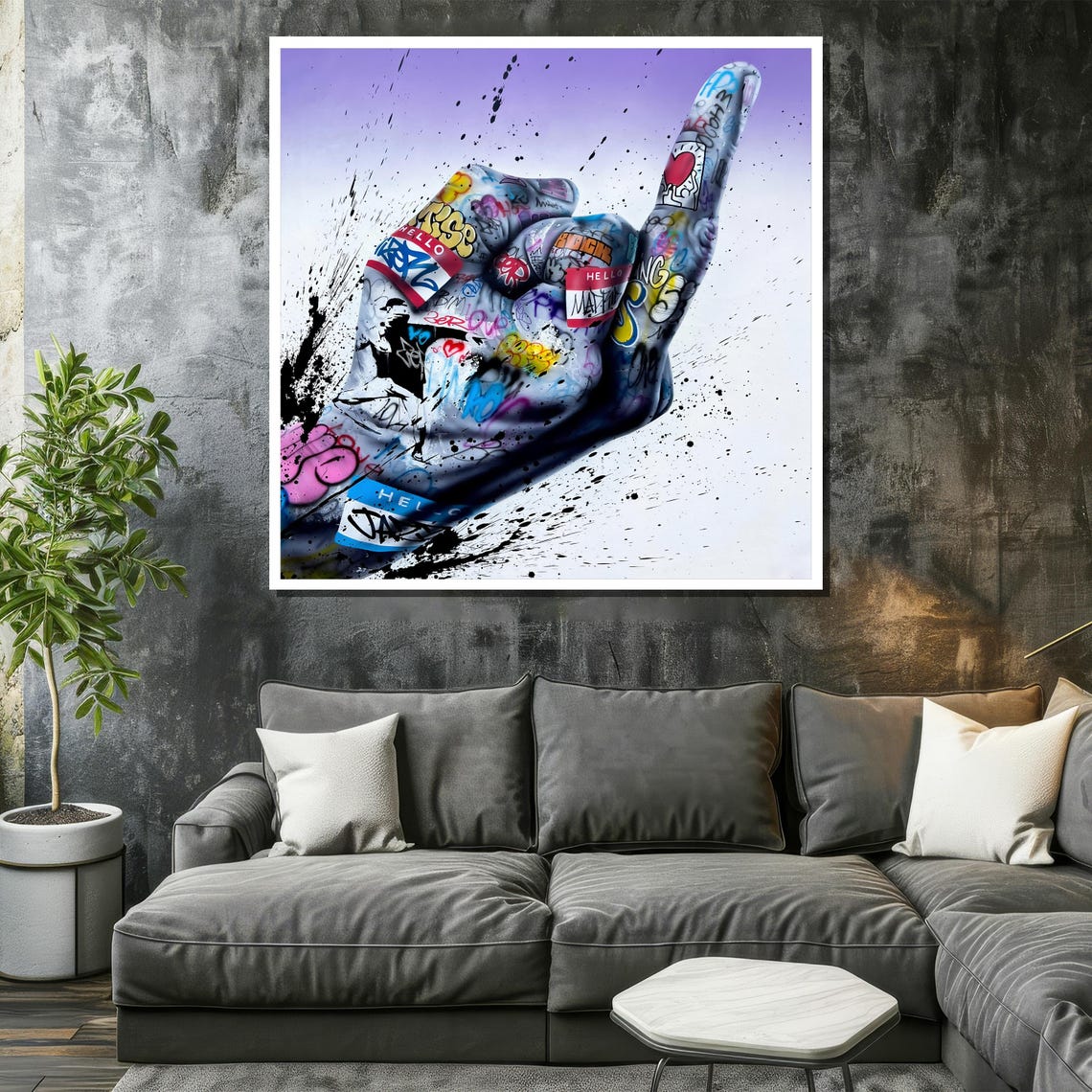 Street Art Hand Gesture Painting Urban Graffiti Style Bold Art Gift For Contemporary Home Decor And Art Enthusiasts - Image 2