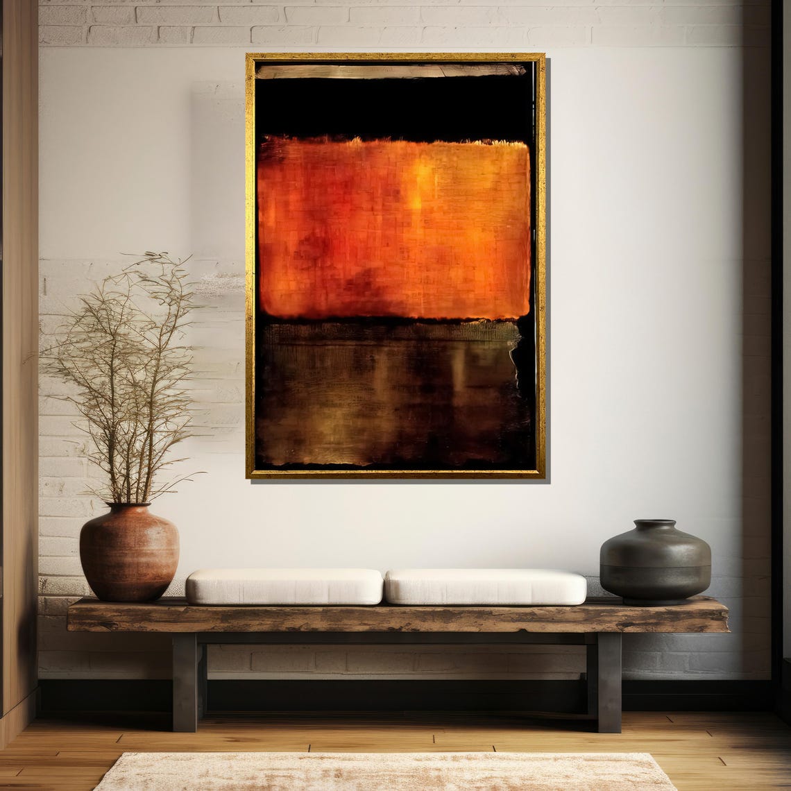 Glowing Amber Between Deep Blacks Abstract Color Field Poster - Image 5