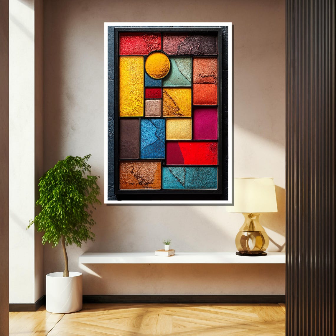 Bold Textured Color Block Squares Modern Abstract Geometric Poster - Image 2