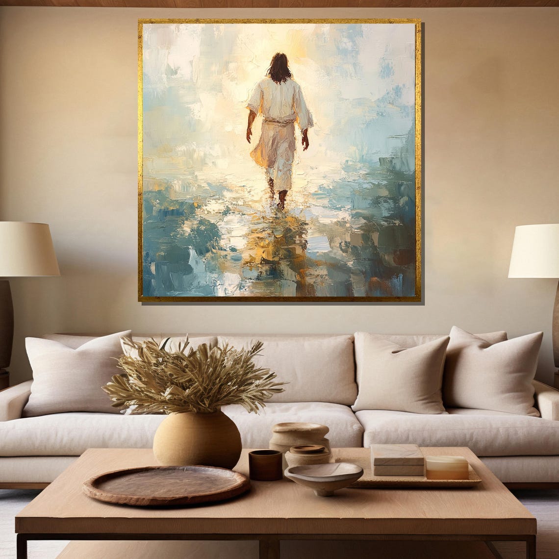 Jesus Walking on Water Impressionist Style Faith Wall Poster - Image 5