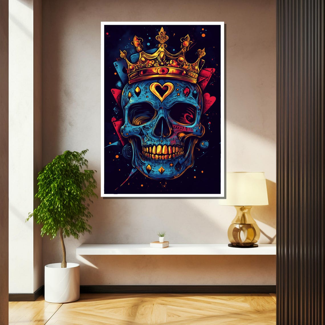 Skull With Crown Painting Gothic Pop Art Wall Decor Dark Royalty Graffiti Artwork Edgy Street Style Unique Gift - Image 2