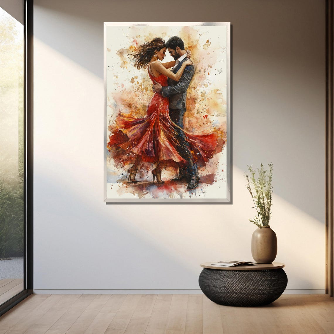 Romantic Dance Painting Passionate Couple Wall Art Elegant Gift For Dance Lovers - Image 3
