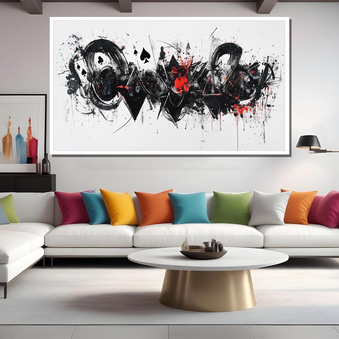 Edgy Playing Card Abstract Painting Bold Art Gift For Modern Home Or Game Room Decor - Image 2