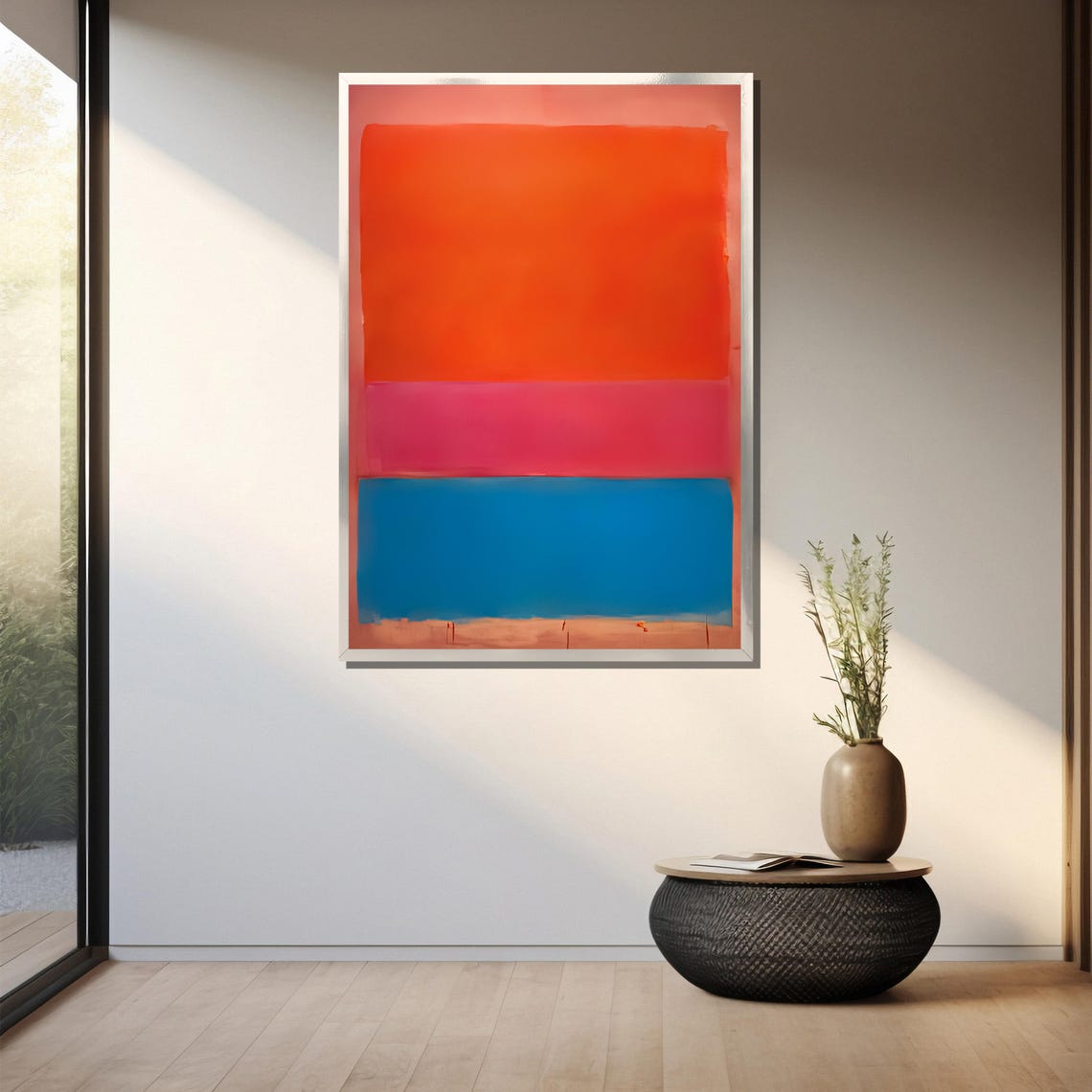 Mark Rothkos Royal Red And Blue Vivid Abstract Painting In Bold Orange Pink And Blue Tones Perfect Artistic Gift - Image 3
