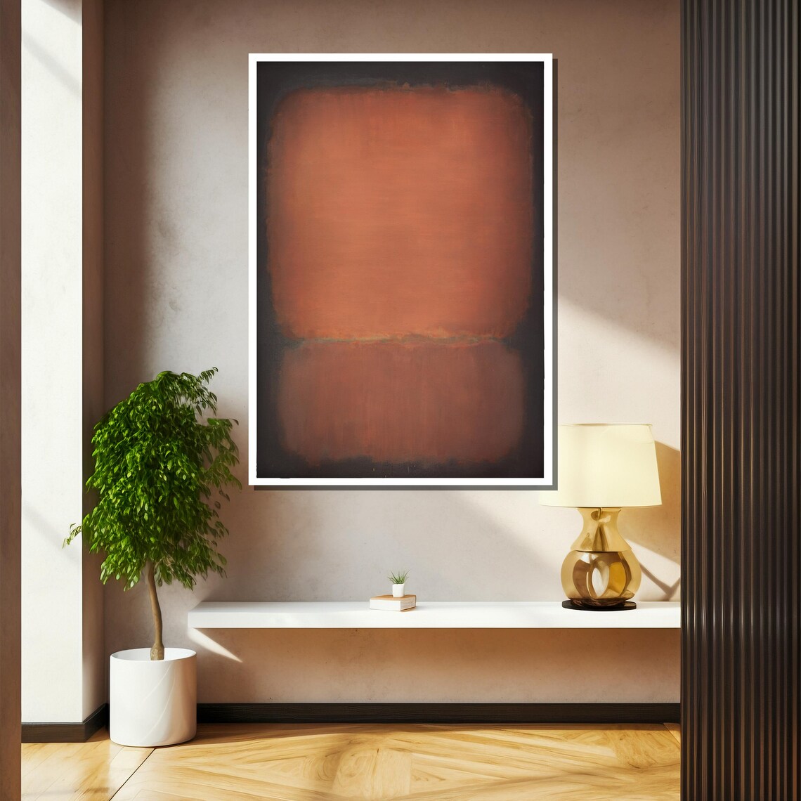 Mark Rothkos Vivid Orange And Black Contrast Iconic Abstract Painting Gift For Modern Art Enthusiasts - Image 2