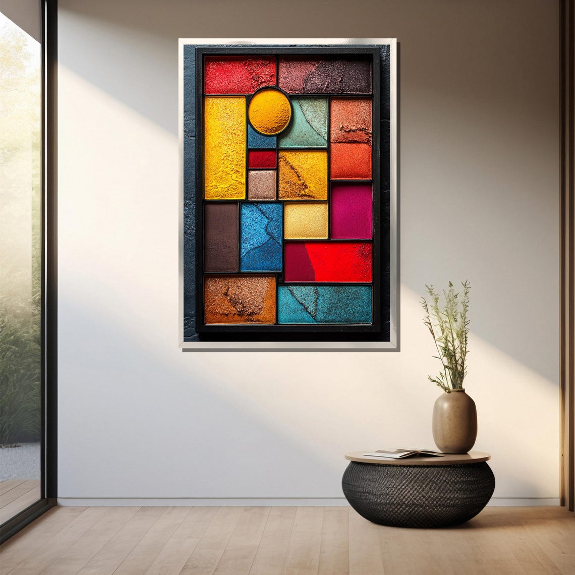 Modern Geometric Wall Art Bold Colorful Abstract Painting Eye Catching Contemporary Vibrant Home Decor Gift For Art Lovers - Image 3
