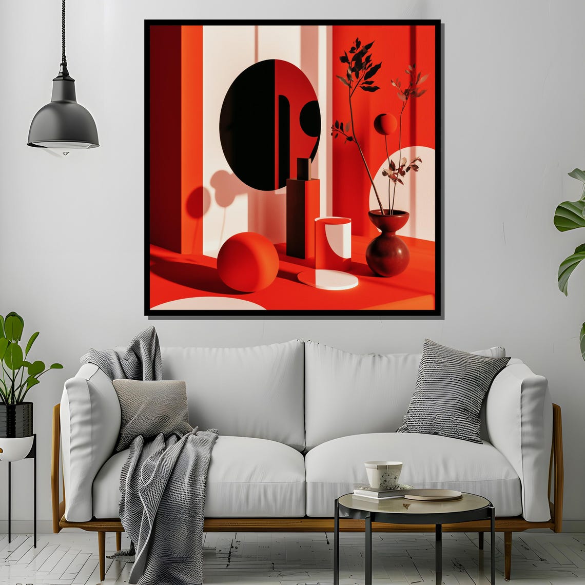 Modern Red Black Geometric Abstract Still Life Composition Poster - Image 4