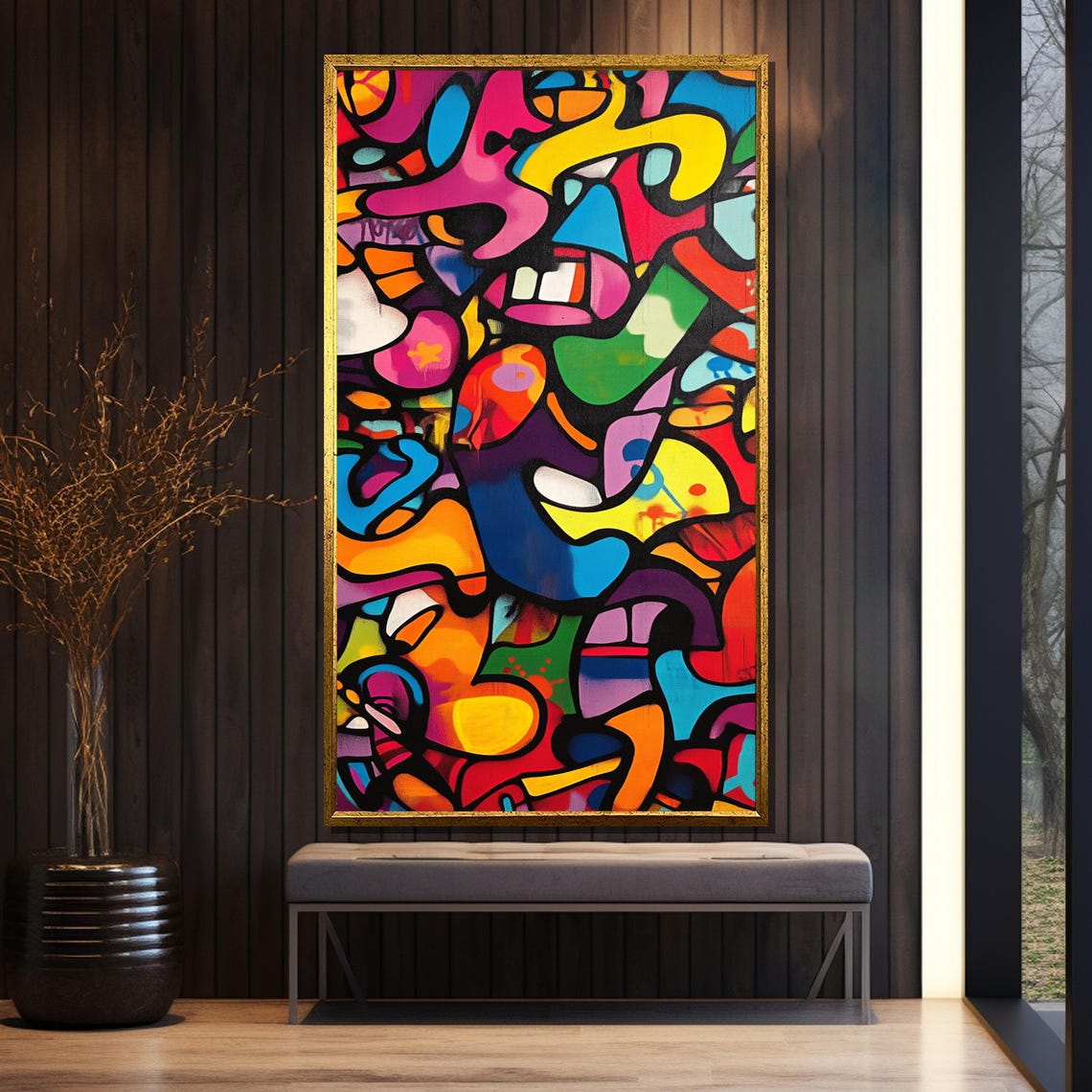 Colorful Abstract Graffiti Painting Vibrant Urban Street Art Modern Pop Art Wall Decor Contemporary Bold Artwork Unique Gift Idea - Image 5