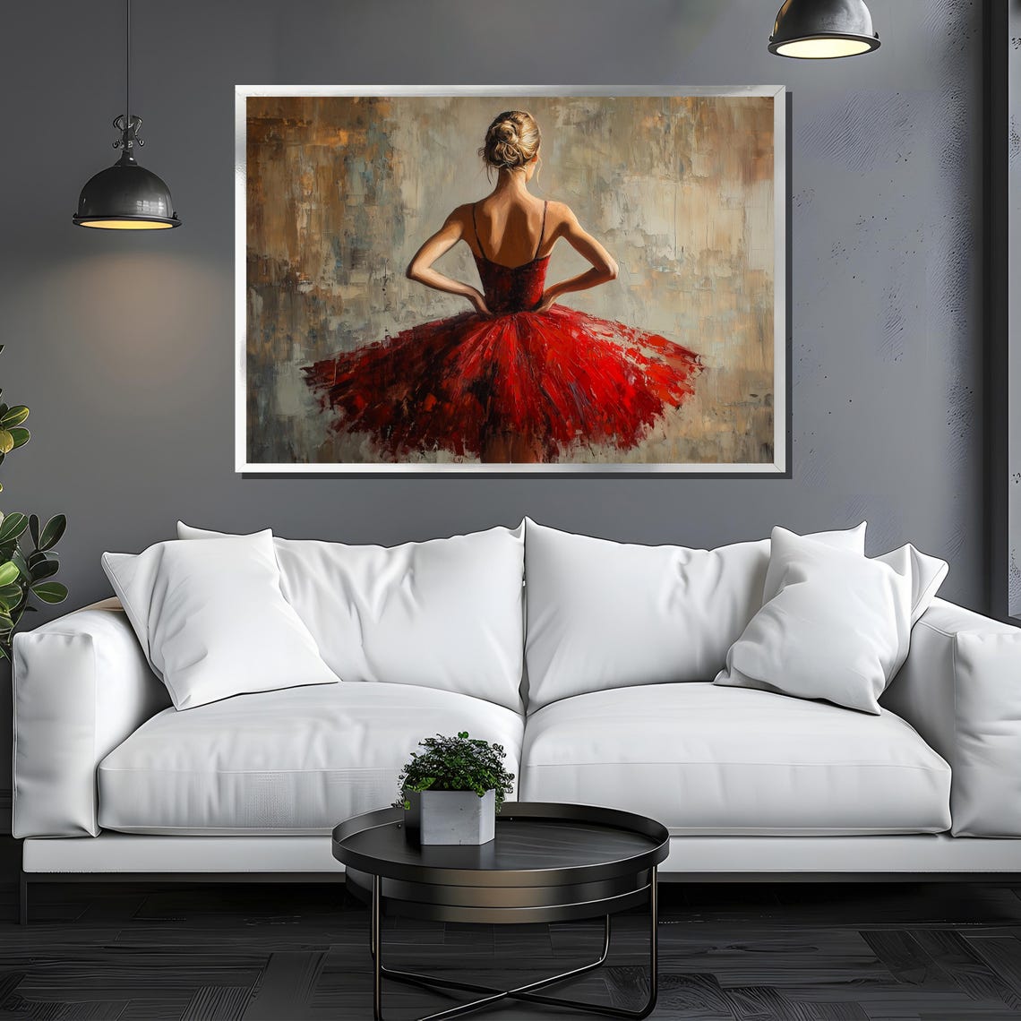 Elegant Ballerina In Red Painting Ballet Art Gift For Dance Lovers - Image 3
