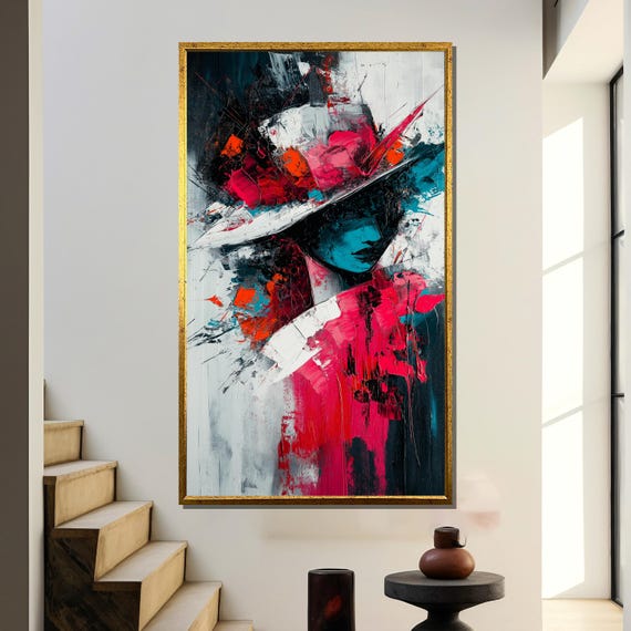 Abstract Woman Painting Textured Modern Art Bold Expressionist Wall Decor Elegant Fashion Portrait Unique Artistic Gift