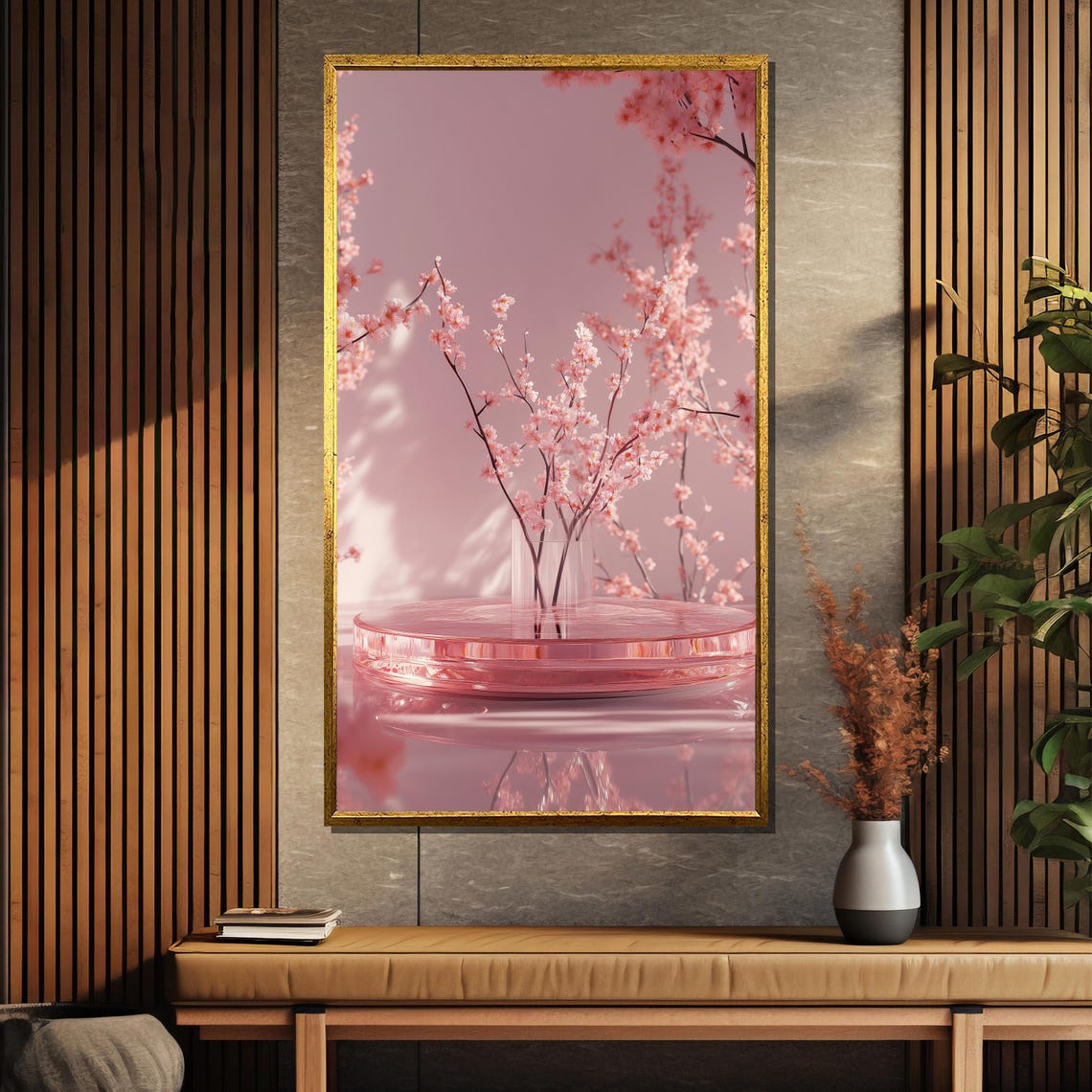 Pink Cherry Blossom Branches Minimalist Soft Floral Calm Art Poster - Image 5