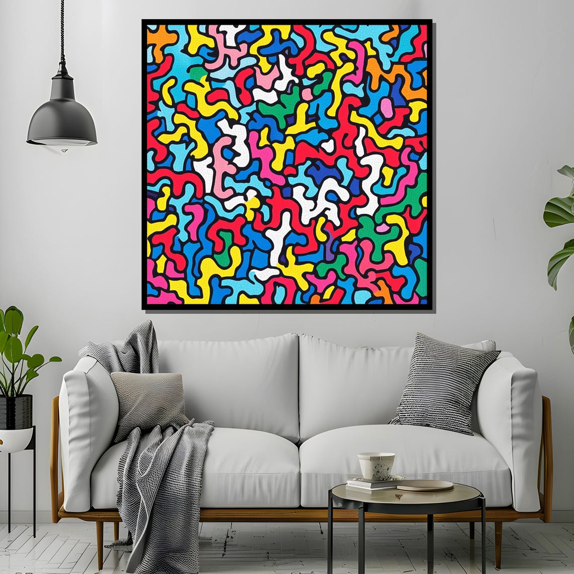 Colorful Abstract Painting Vibrant Geometric Wall Art Modern Graffiti Home Decor Psychedelic Pattern Artwork Unique Gift For Art - Image 4