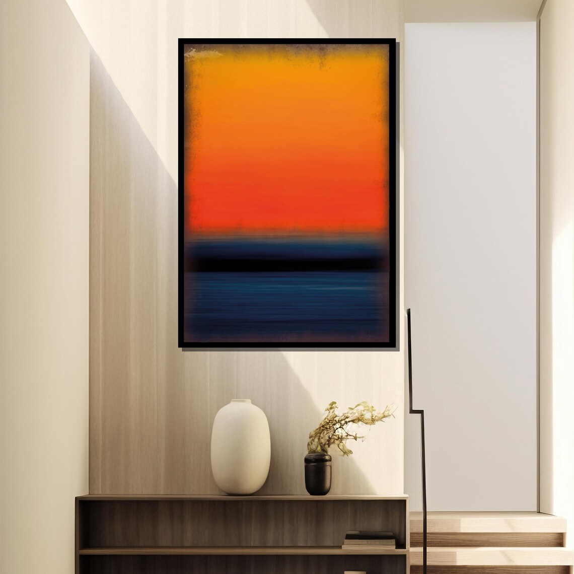 Vibrant Orange And Deep Blue Abstract Painting By Mark Rothko Dynamic Modern Art Gift For Home And Office Dcor - Image 4
