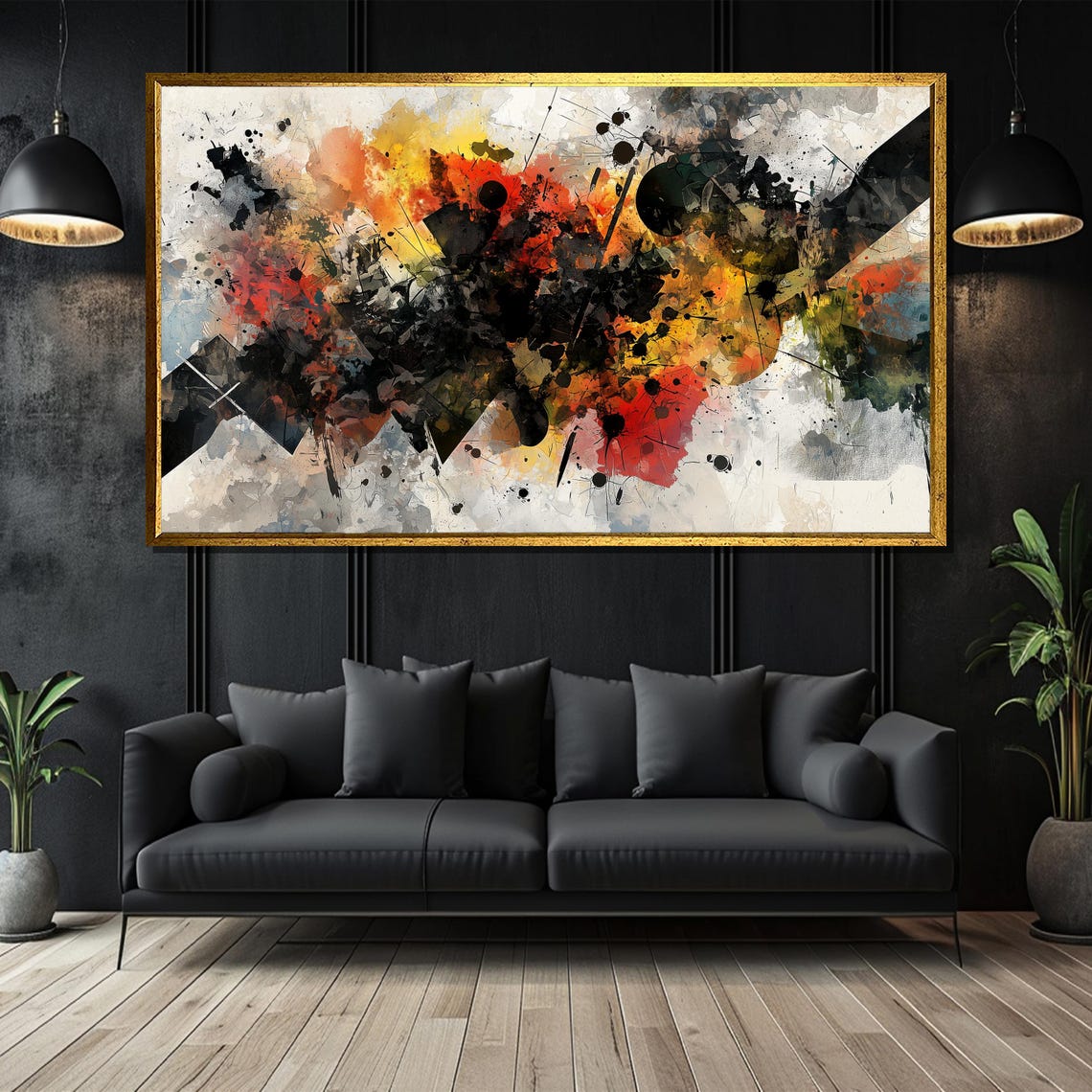 Dynamic Fiery Red Orange Abstract Explosion Splash Painting Poster
