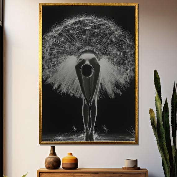 Graceful Ballerina Painting Dandelion Inspired Dance Art Gift For Ballet Enthusiasts And Home Wall Decor