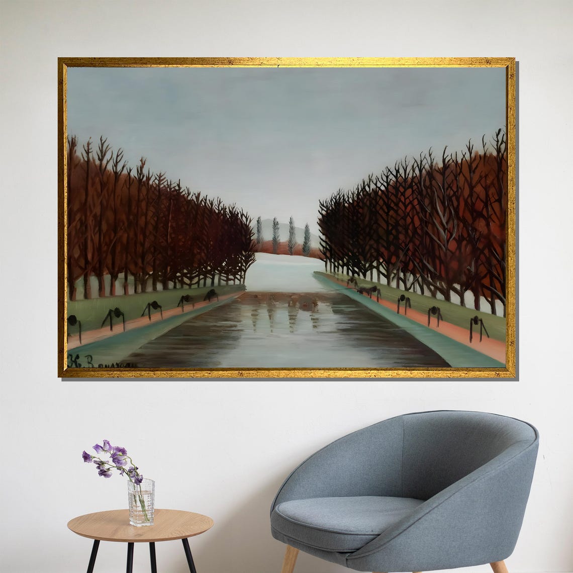 Henri Rousseau Le Canal Autumn Tree Lined Waterway Repro Poster