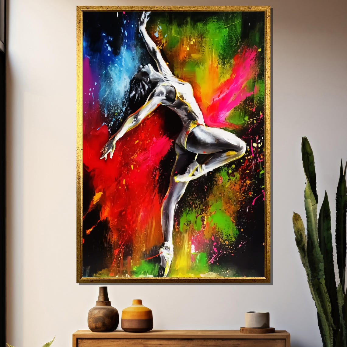 Colorful Dance Expression Painting Energetic Wall Art Gift For Ballet And Dance Enthusiasts
