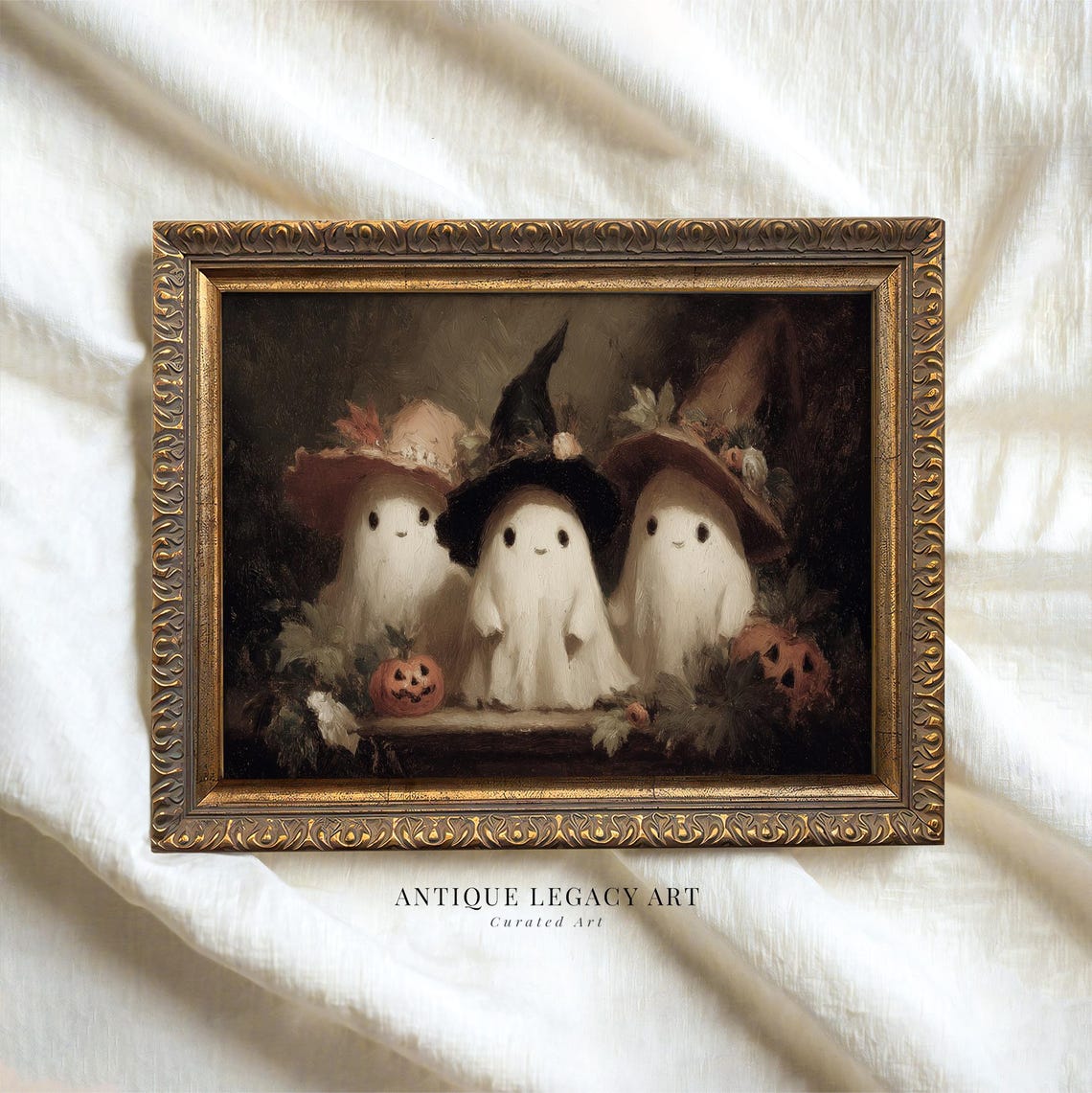 Halloween Witch Ghosts Painting Print Spooky Gothic