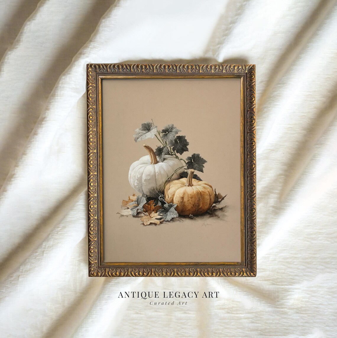 Vintage Pumpkin Still Life Rustic Autumn Harvest Kitchen Poster