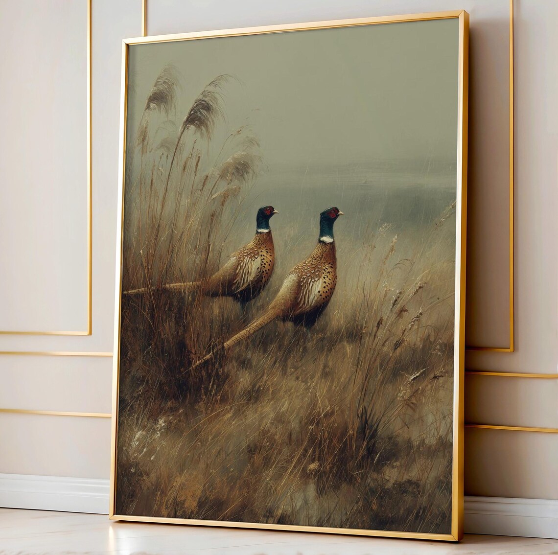Pheasant Field Vintage Countryside Art Print