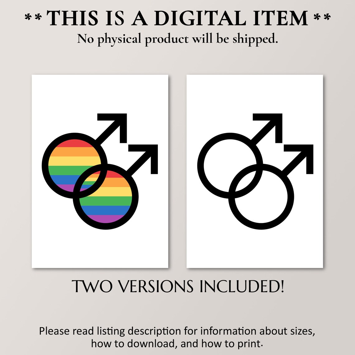 Gay Pride Double Male Mars Symbol Rainbow Flag LGBTQ Art Poster - Image 4