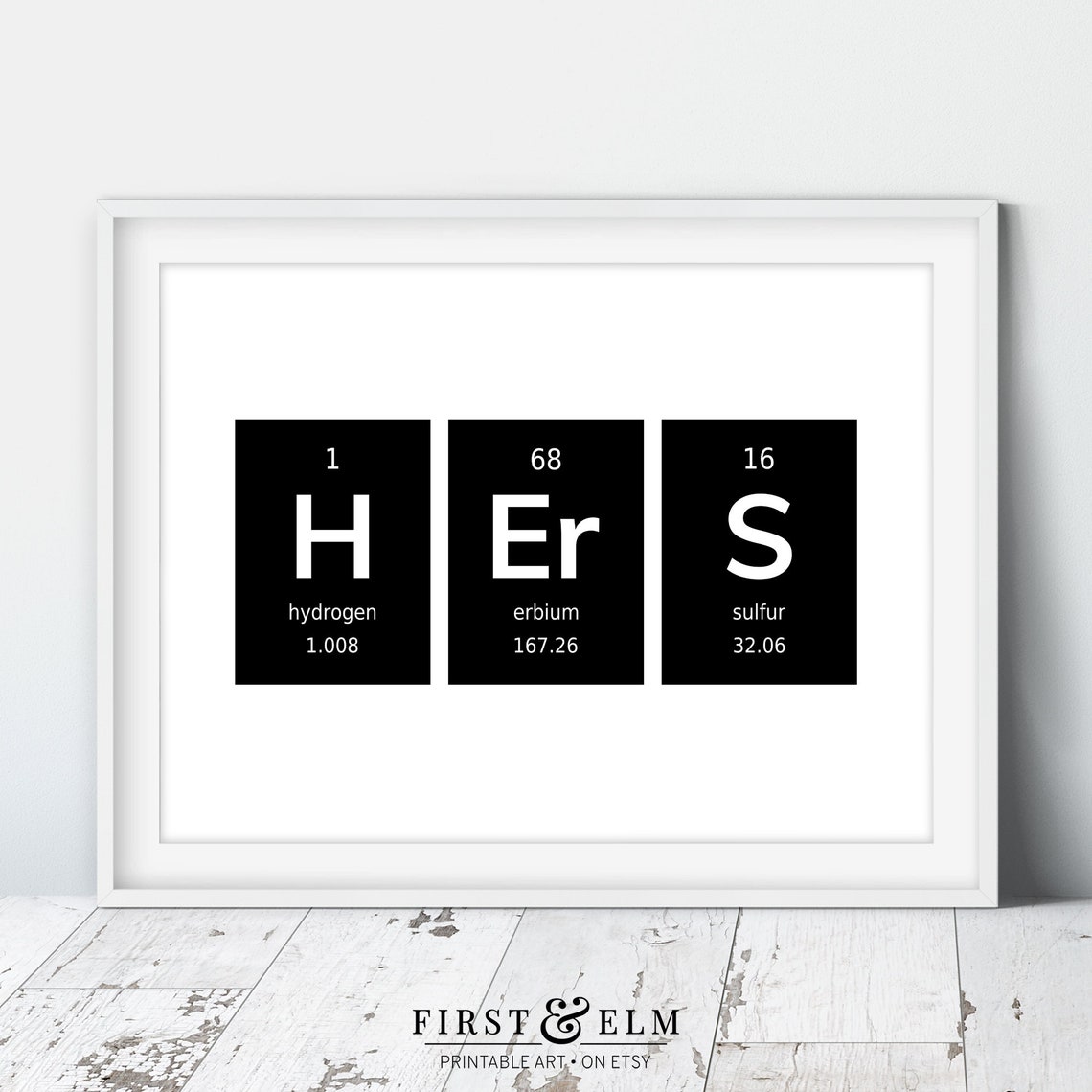 His and Hers Periodic Table Elements Nerdy Couple Gift Pair Poster - Image 2