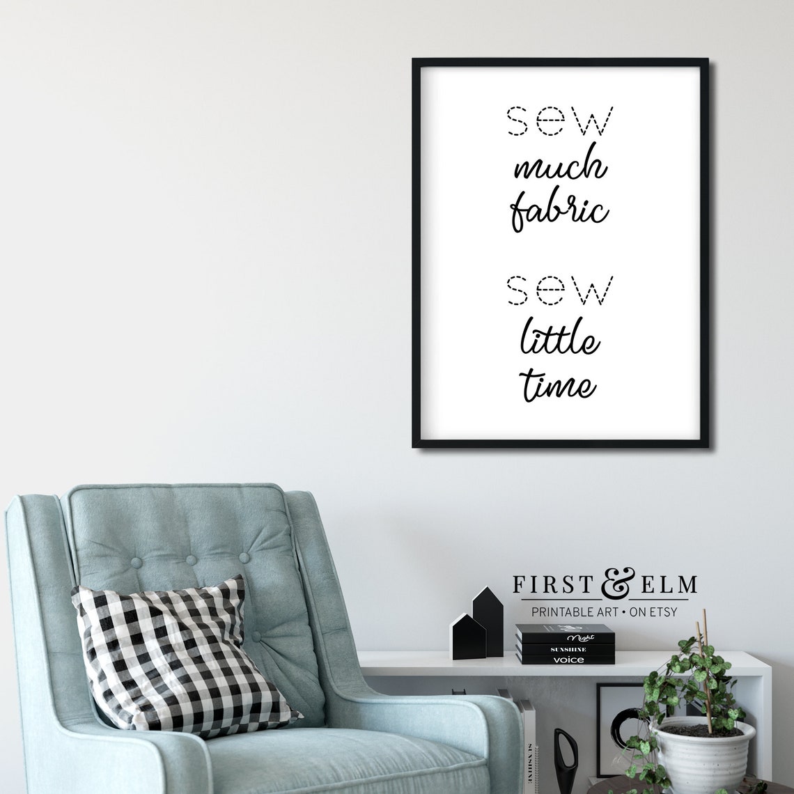 Sew Much Fabric Sew Little Time Purple Stitch Script Craft Poster - Image 3